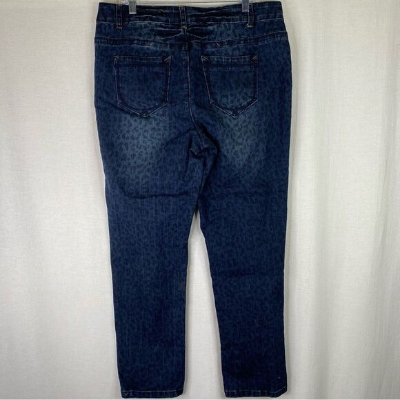 Roz & Ali Jeans Women's 16 Plus Size Leopard Print Skinny Denim Stretch Pockets - Picture 8 of 11